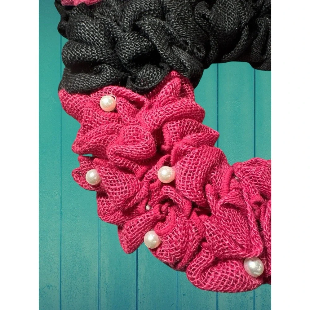 New Disney Minnie Mouse Wreath Pink Black Bow Heart Disneyana 21